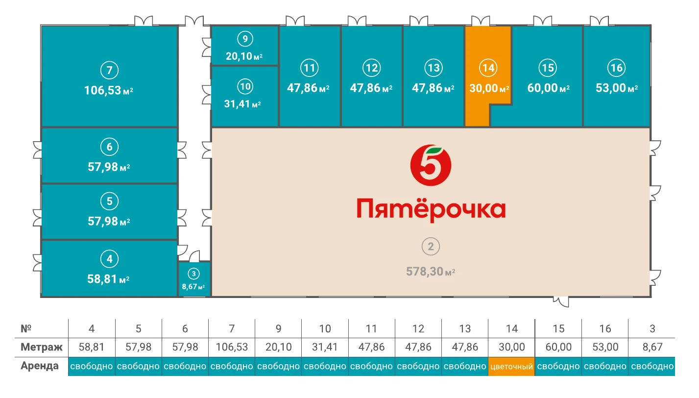 Торговое помещение 53 м² — ТК «Торфяное» — фото 2