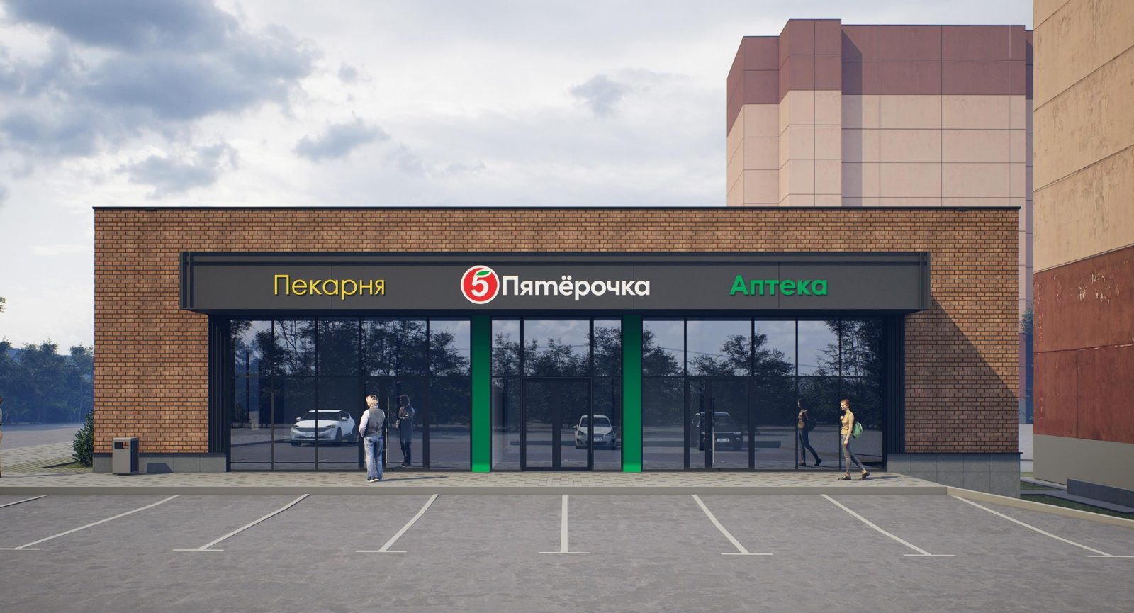 Фото: Магазин «Пятёрочка» — Выборг, ул. Травяная — торговое помещение, 650 м², витринные окна, отдельный вход, помещение с арендатором. Ленинградская обл., г. Выборг, ул. Травяная, уч. 20